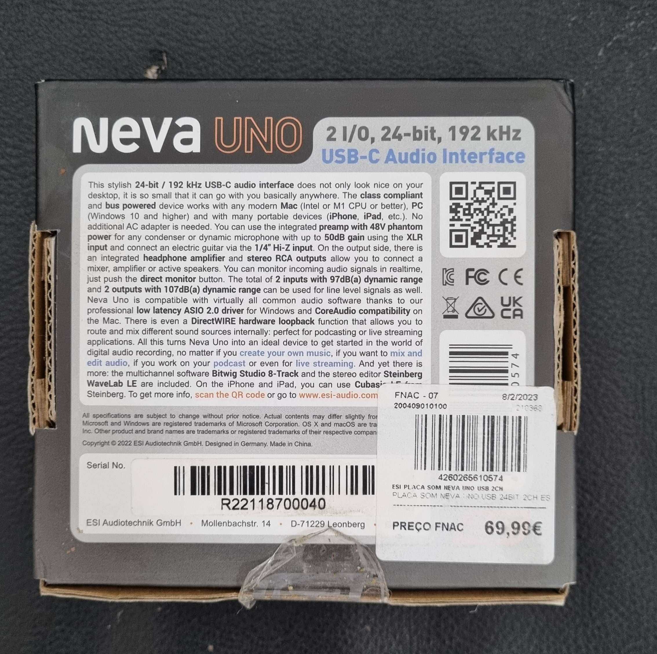 Neva Uno - Interface de Audio Nunca Usado