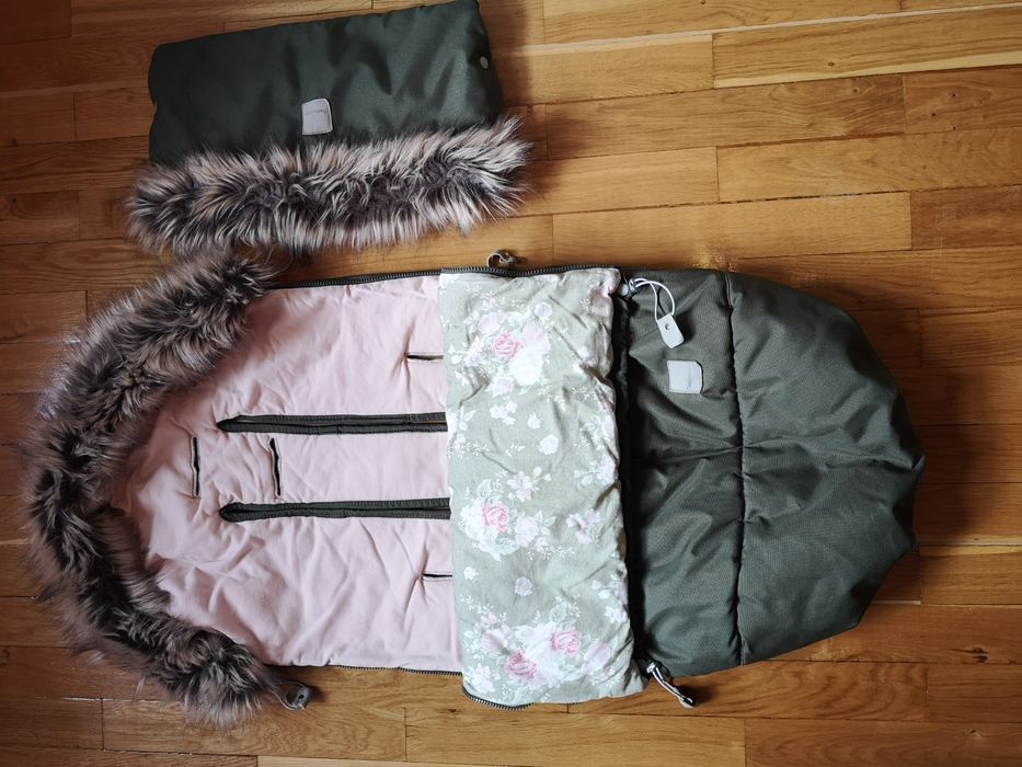 Zimowy śpiworek i mufka do wózka, spacerówki - Beztroska