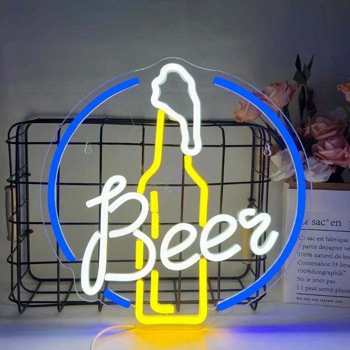 Sinal Luminoso Néon LED em Acrílico Logo Cerveja " BEER "