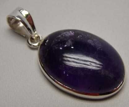Srebrna zawieszka naturalny owalny ametyst