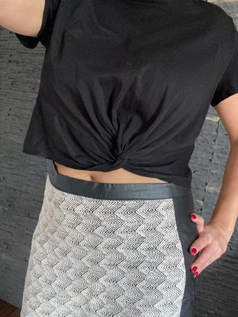 Spódnica ze wstawkami skórzanymi z bluzka H&M L/XL