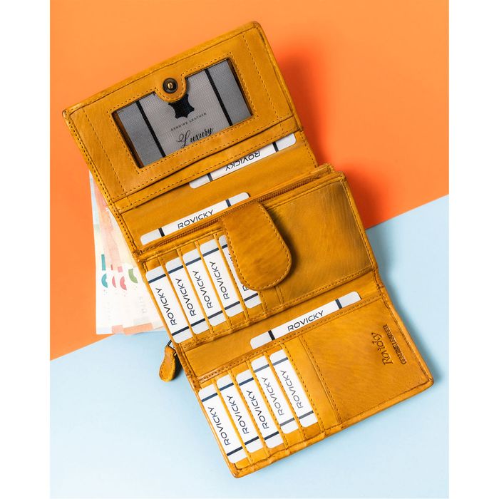 klasyczny portfel damski do torebki z geometrycznym wzorem - rovicky