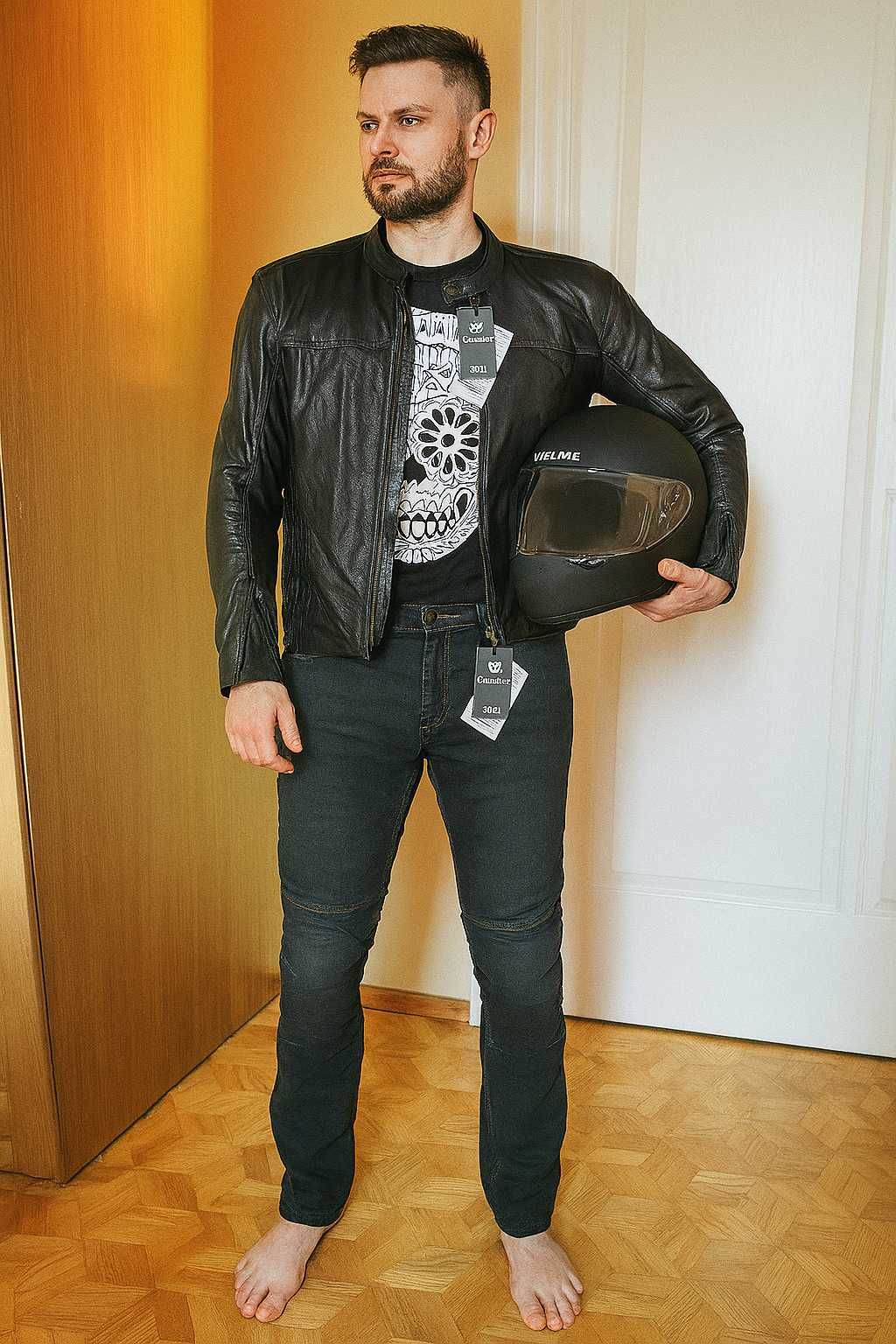 NOWE spodnie motocyklowe, ochraniacze, atest, na wysokiego W34 L36