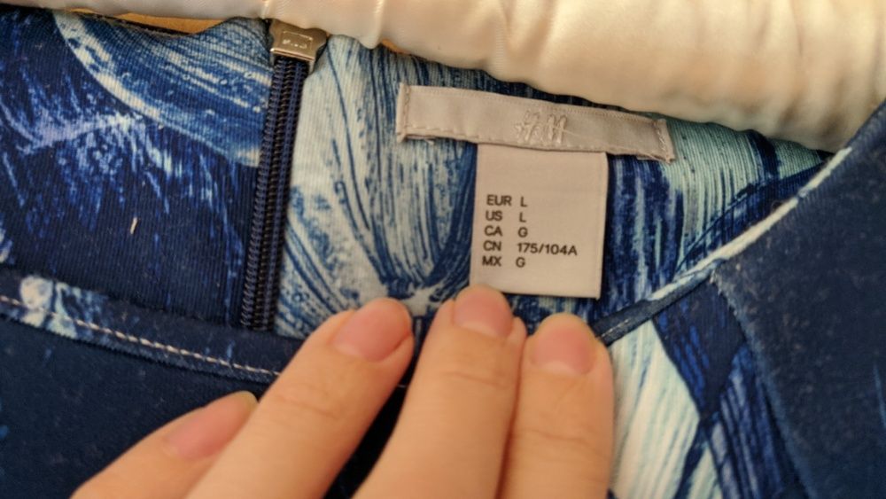 Sukienka H&M L granat wzór wesele komunia chrzest