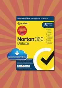 Licença Antivirus Norton 360 Deluxe 2024 - 5 Dispositivos por 15 Meses