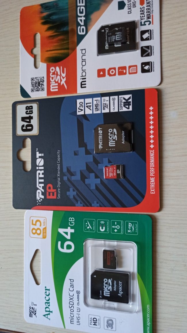 Карта памяти Patriot microSD 64 Гб  (V30, 10-й класс, U-3) !