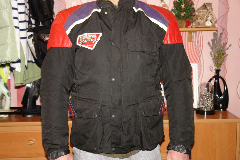 Мотокуртка с кордуры + нат. кож. вставки + защита + подстежка, 50 р./L