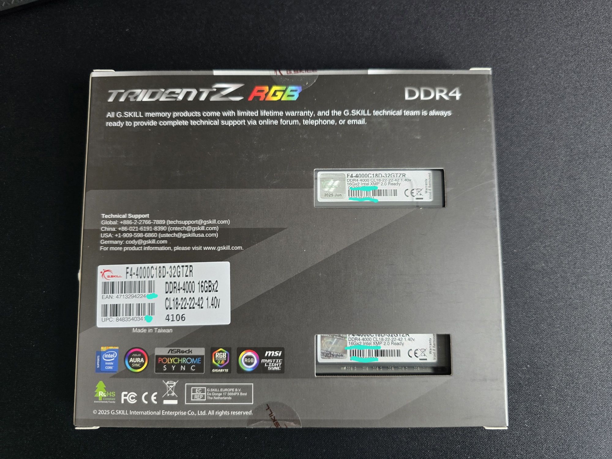 G.Skill Trident Z RGB DDR4 32 GB (2x16 GB) 4000 mhz CL18 - nówka