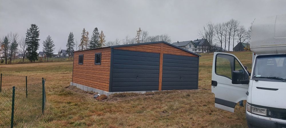Garaz blaszak 6x6 złoty dąb  bramy Antracyt