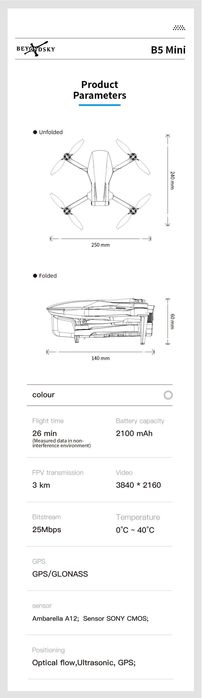 Beyondsky B5 mini drone GPS para peças