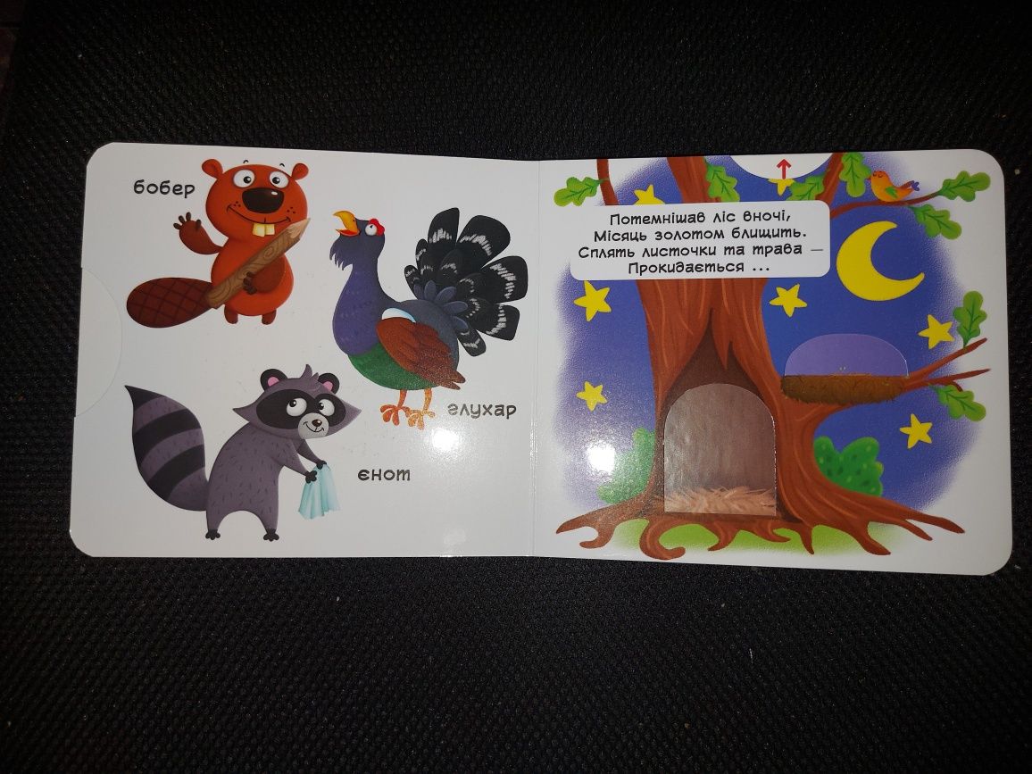 НОВА рухомі елементи книжка Лісові звірі. Дуже плотний картон