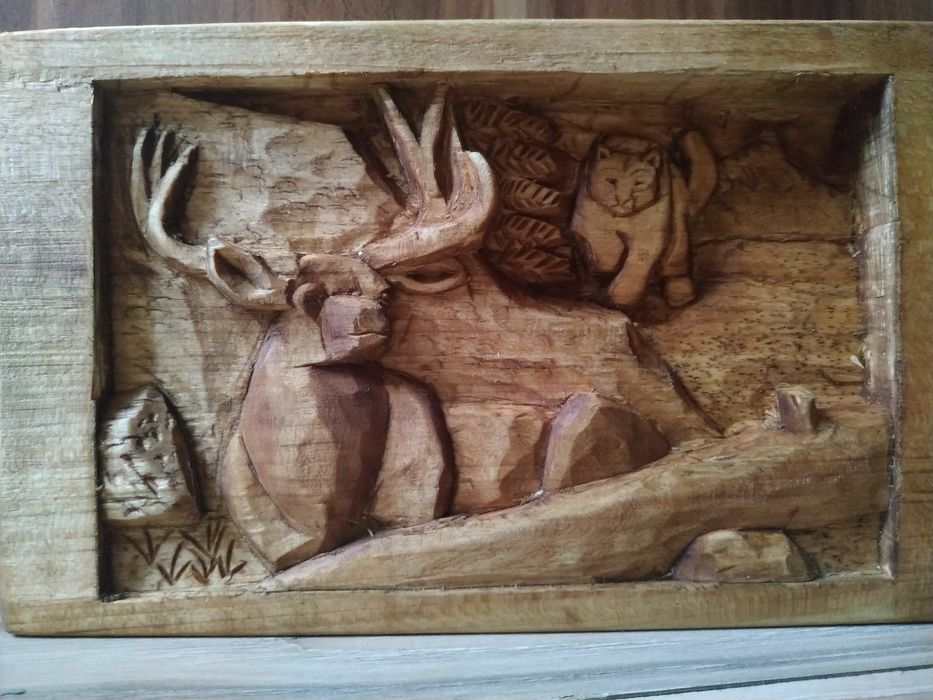 Płaskorzeźba jeleń