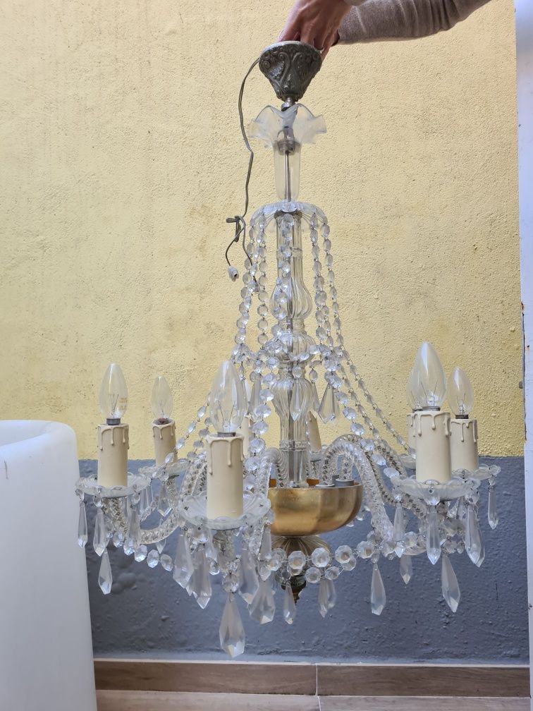 Candelabro de teto em vidro de estilo antigo