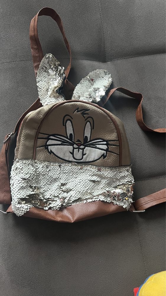 Дитячий маленький рюкзак  кролик з паєтками