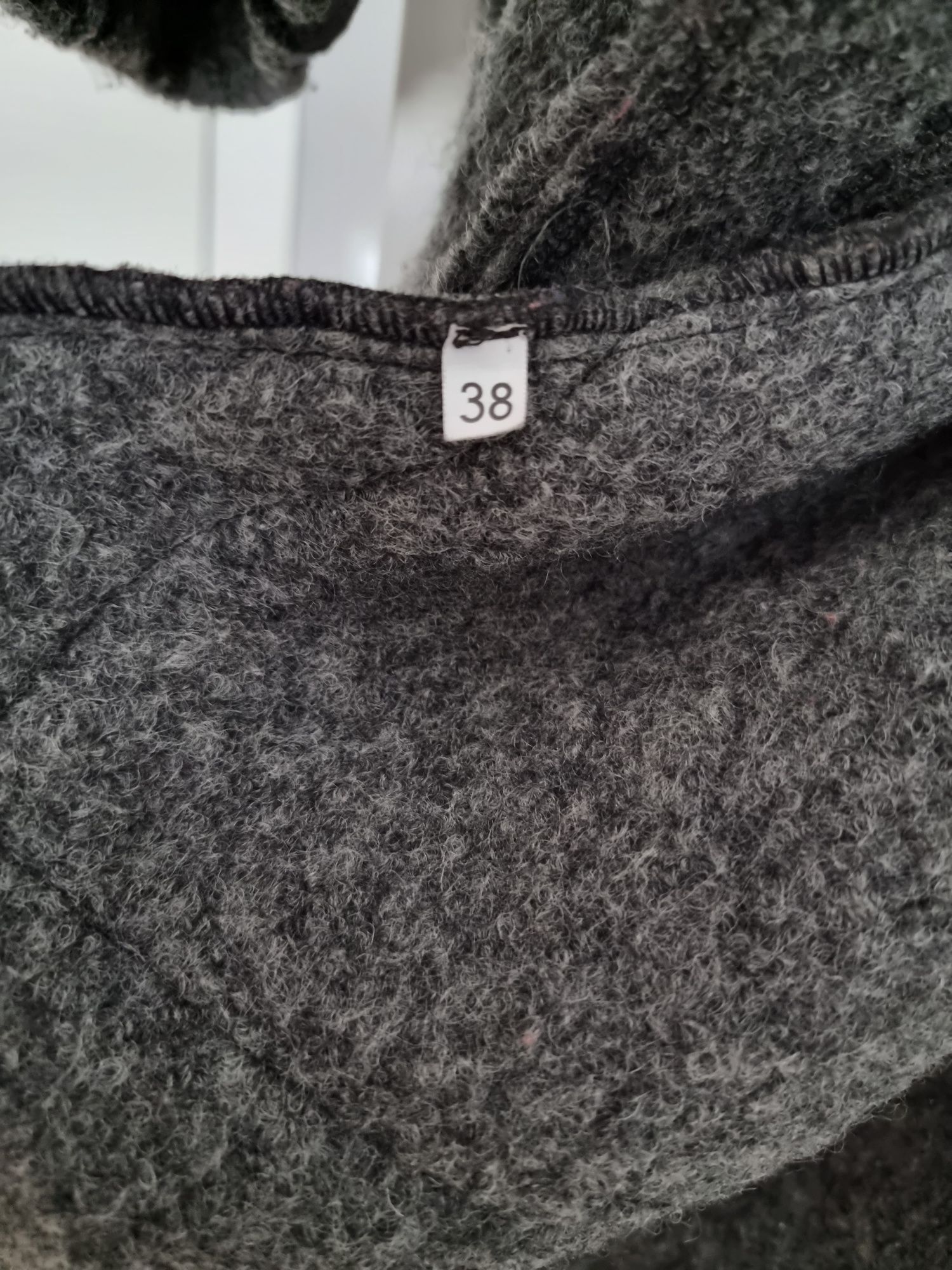 Płaszcz, vintage, 100% wełna, szary, rozm. 38/M