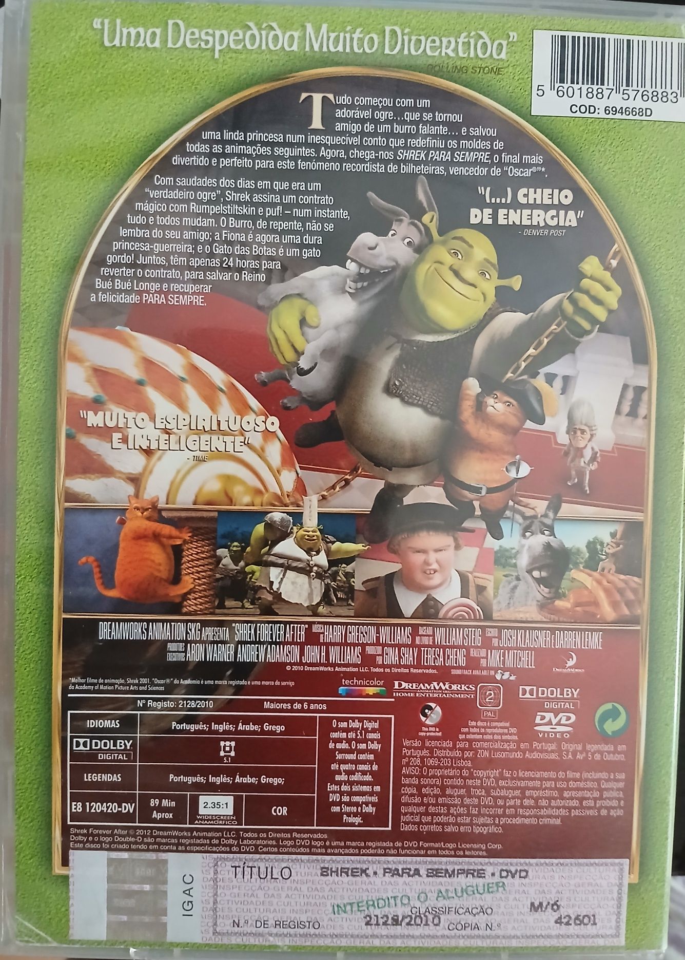 DVD Shrek para Sempre O Capítulo Final