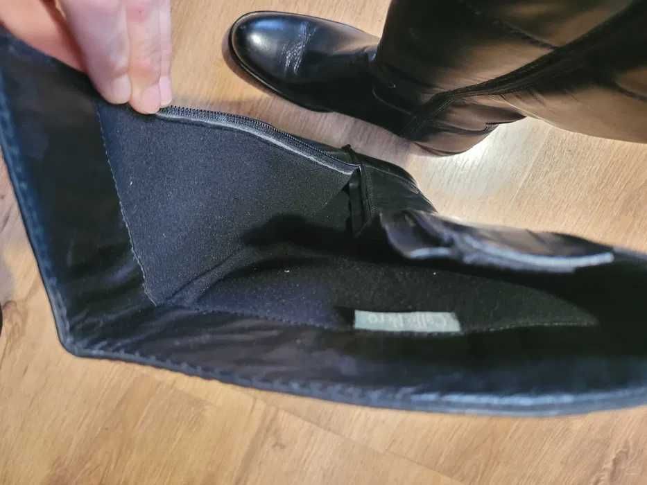 Nowe Kozaki zimowe oficerki 38 skóra naturalna 24,5 cm ocieplane