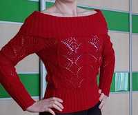 Czerwony ażurowy sweterek