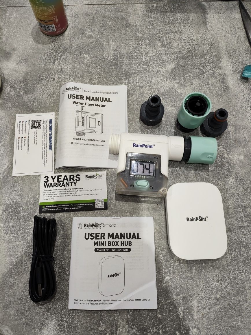 NOWY Przepływomierz wody RainPoint Smart + Mini Box HUB