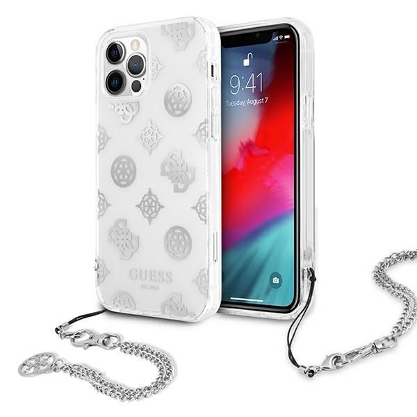 Etui Guess Peony Chain Collection dla iPhone 12 Pro Max Silver
