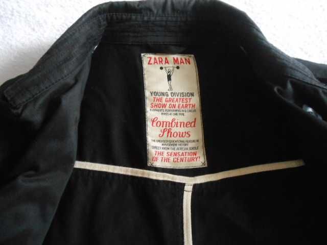 Мужской черный плащ тренч Zara, L