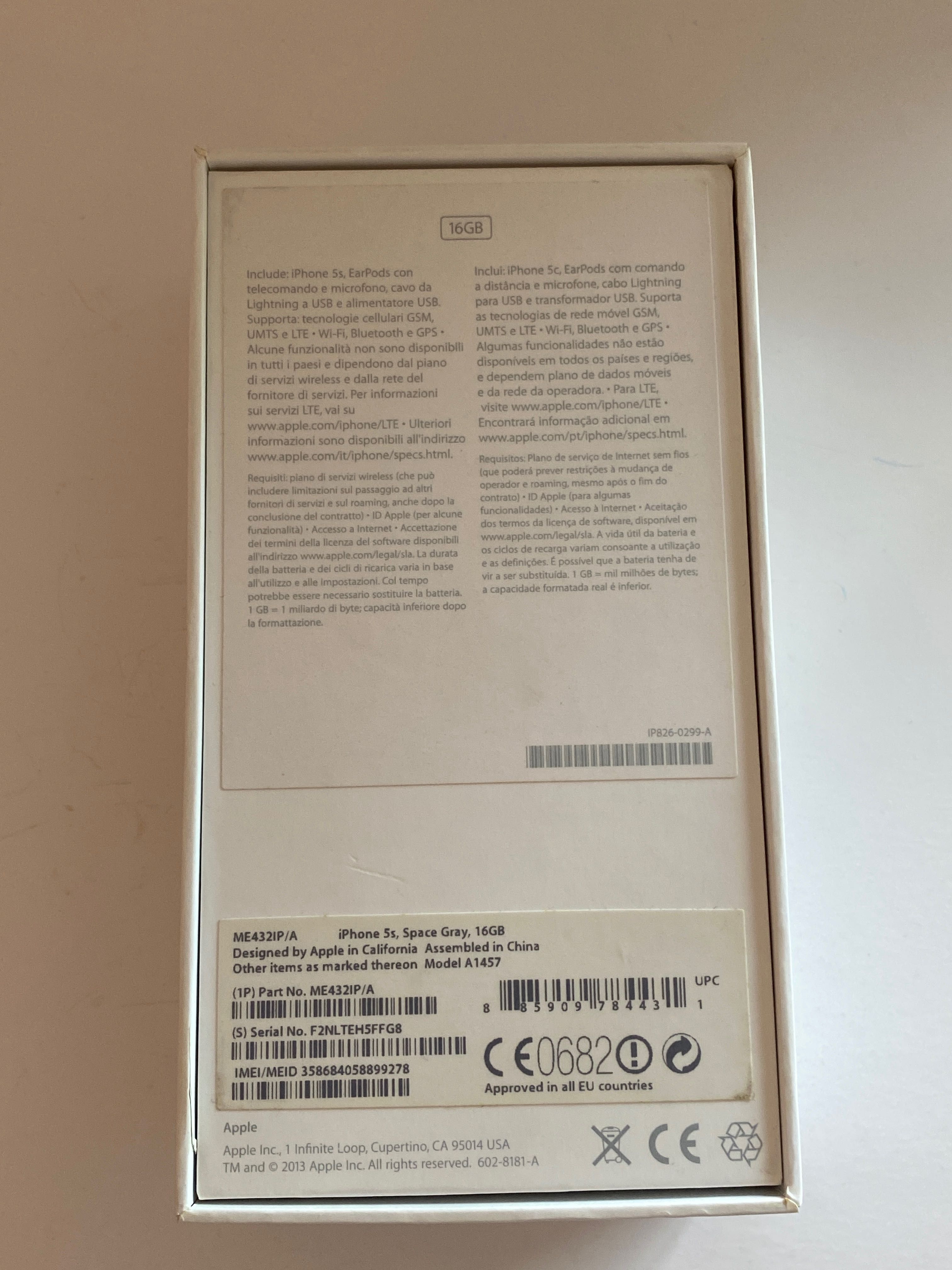 [Apple] Caixa iPhone 5s 16GB Space Gray