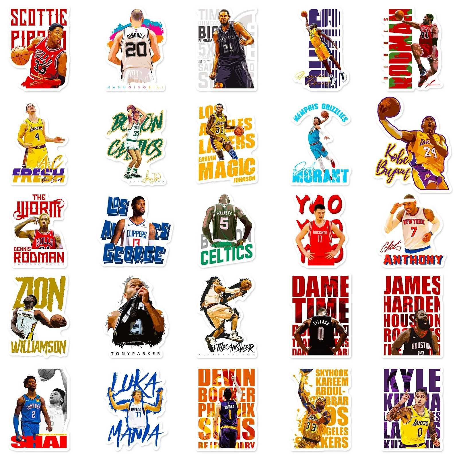 Наклейки стикеры с изображением баскетболистов НБА баскетбол NBA