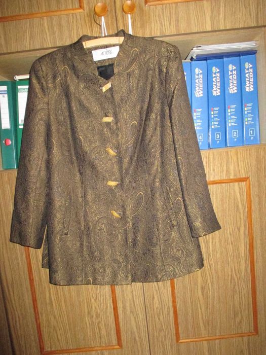 Marynarka brązowo-złota w żakardowym deseniu rozm XXL/44