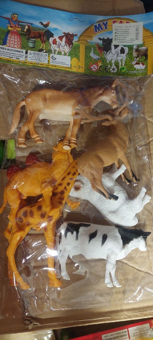 Zestaw 6 zwierzątek, farma, baran, krowa, żyrafa, wielbłąd, koń...