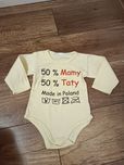 Żółte body napis 50% mamy taty 68