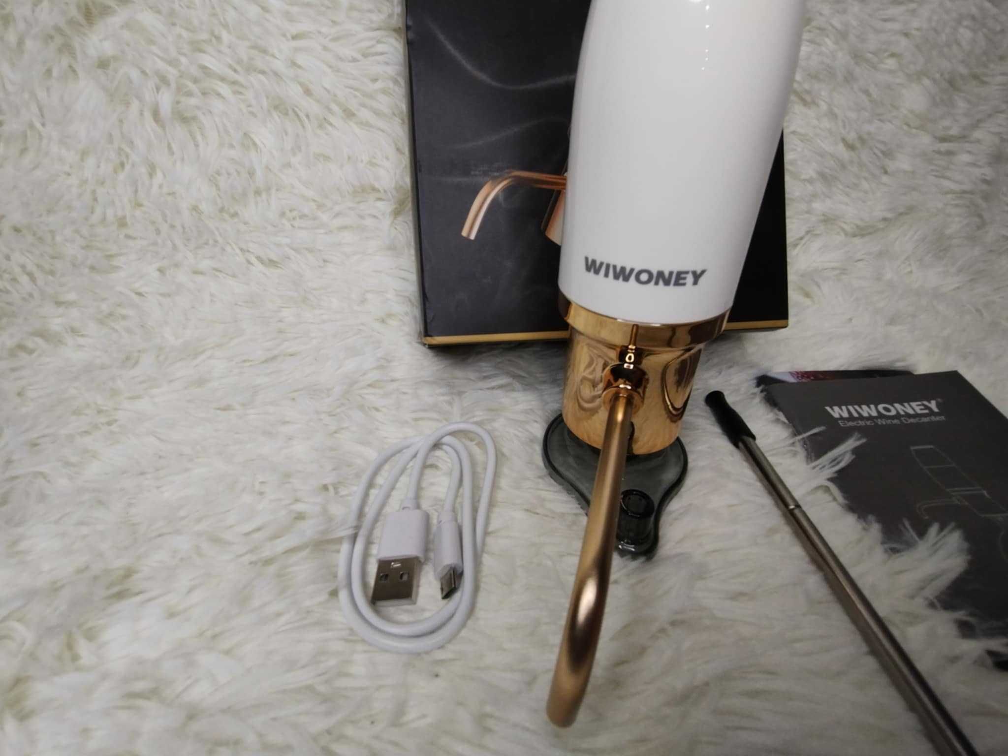 WIWONEY Elektryczny aerator i nalewak do wina automatyczna karafka USB