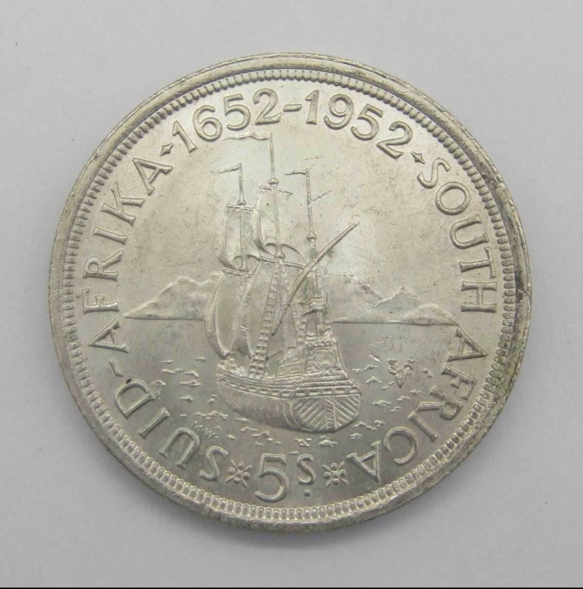 Coroa de prata de 5 xelins da União Sul-Africana de 1952