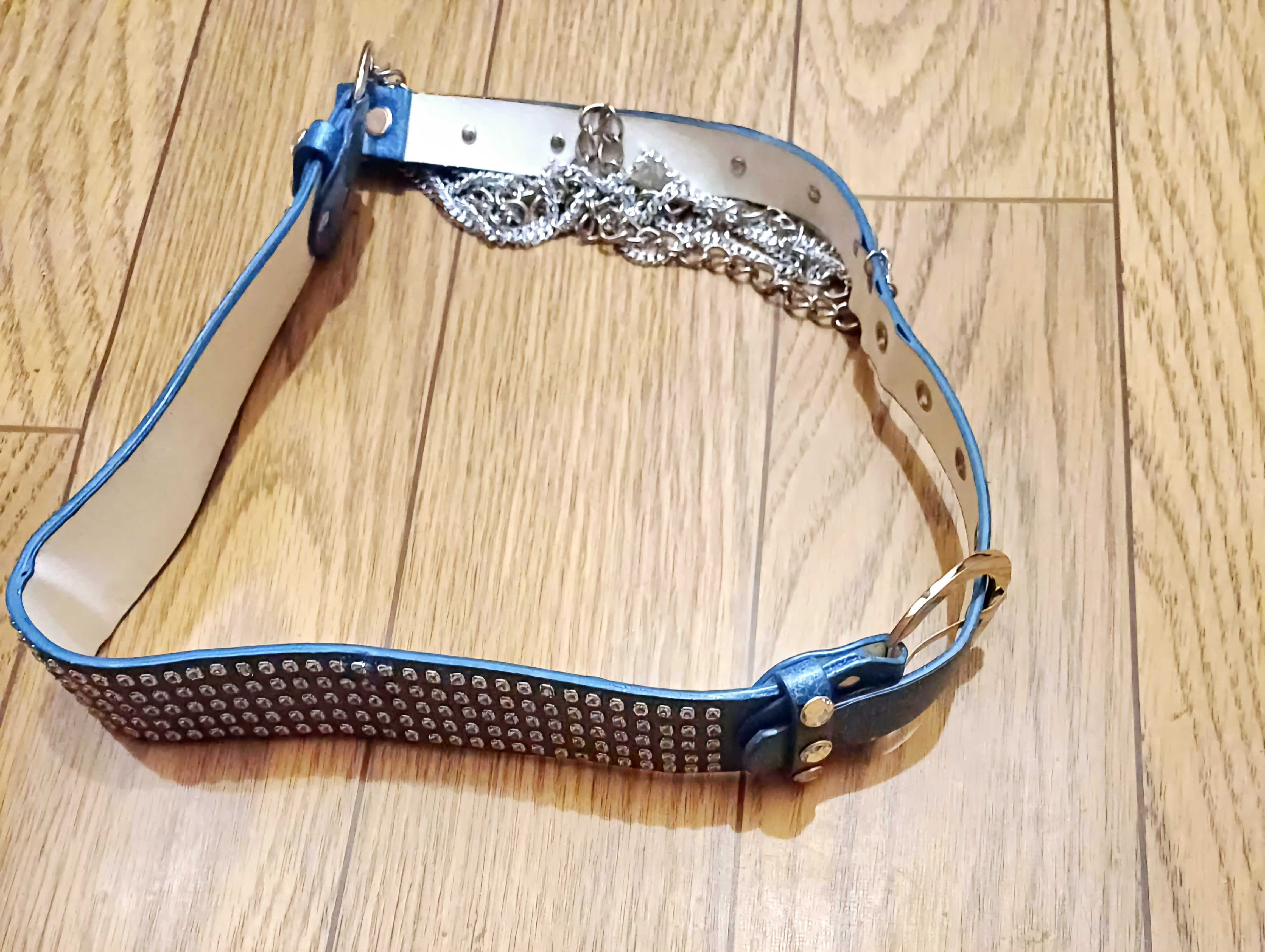 Pasek  z ćwiekami i łańcuchami 85 cm