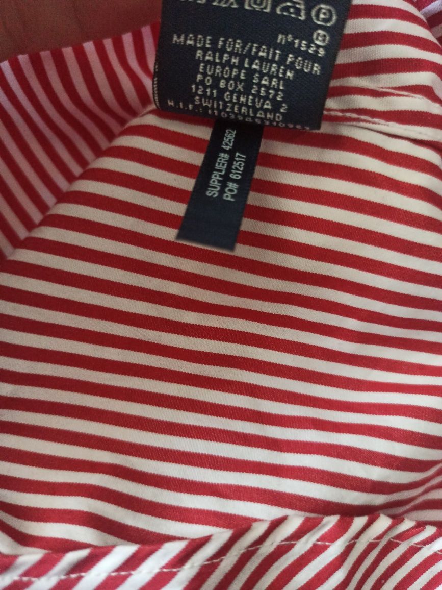 Koszula polo Ralph Lauren XS w paski biało czerwona damska