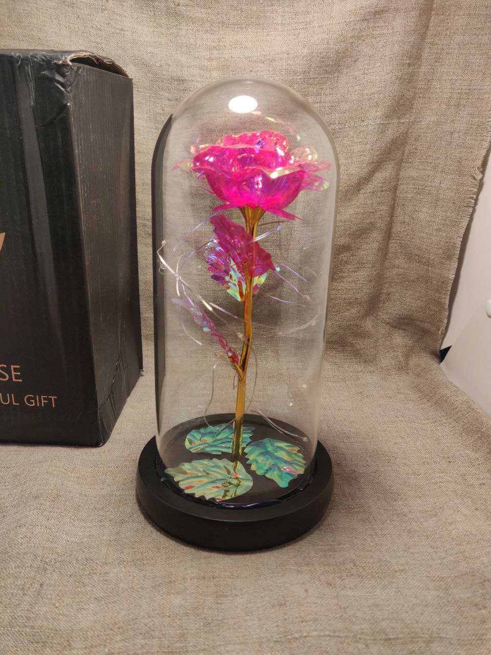 Троянда у колбі роза з led на батарейках
