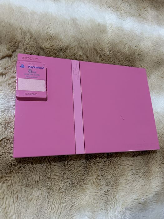 PlayStation 2 Vintage Cor de Rosa com comandos e cabos