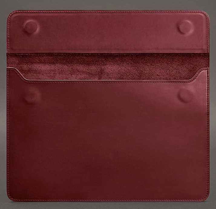 Чехол для MacBook 13, кожаный, бордовый, на магнитном клапане, 33*24