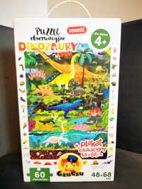 Puzzle obserwacyjne Dinozaury - 60 elementów, CzuCzu 48x68cm (4+)