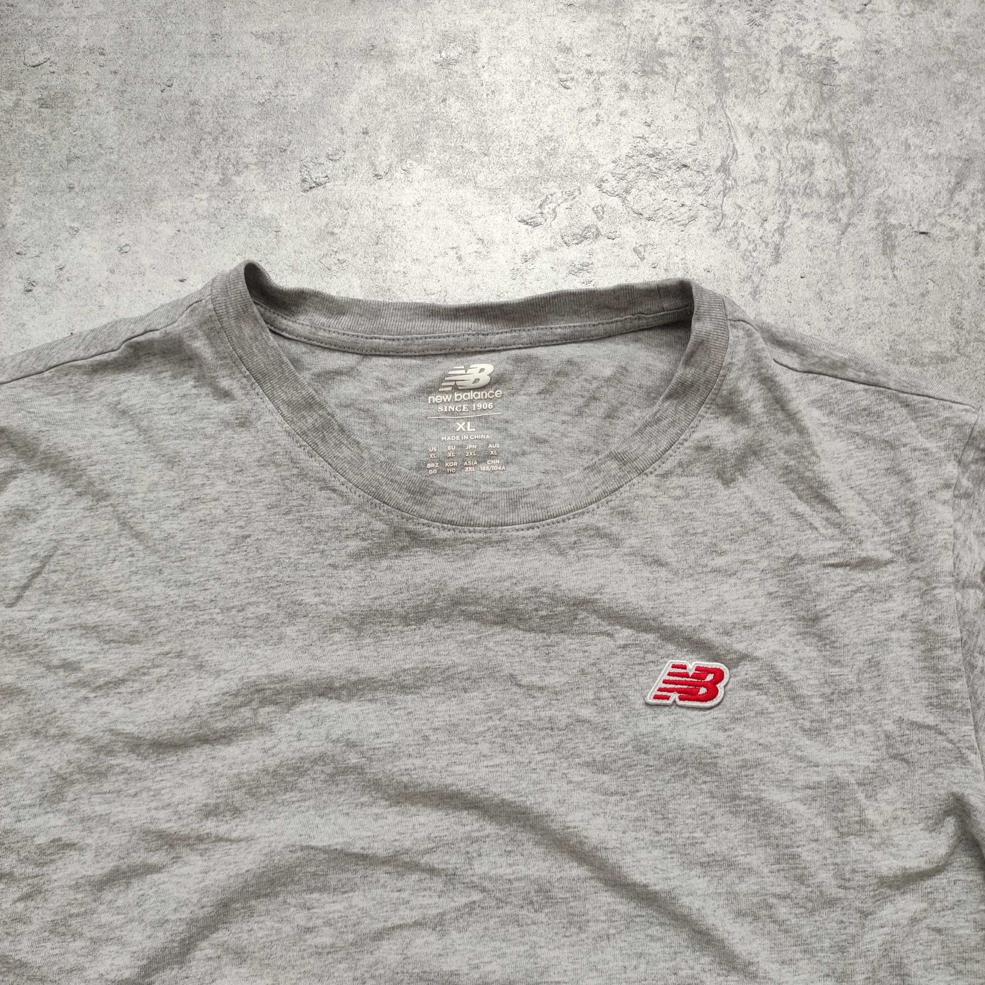 MĘSKA Koszulka Bawełna Małe Logo Haft New Balance Klasyk Active Casual