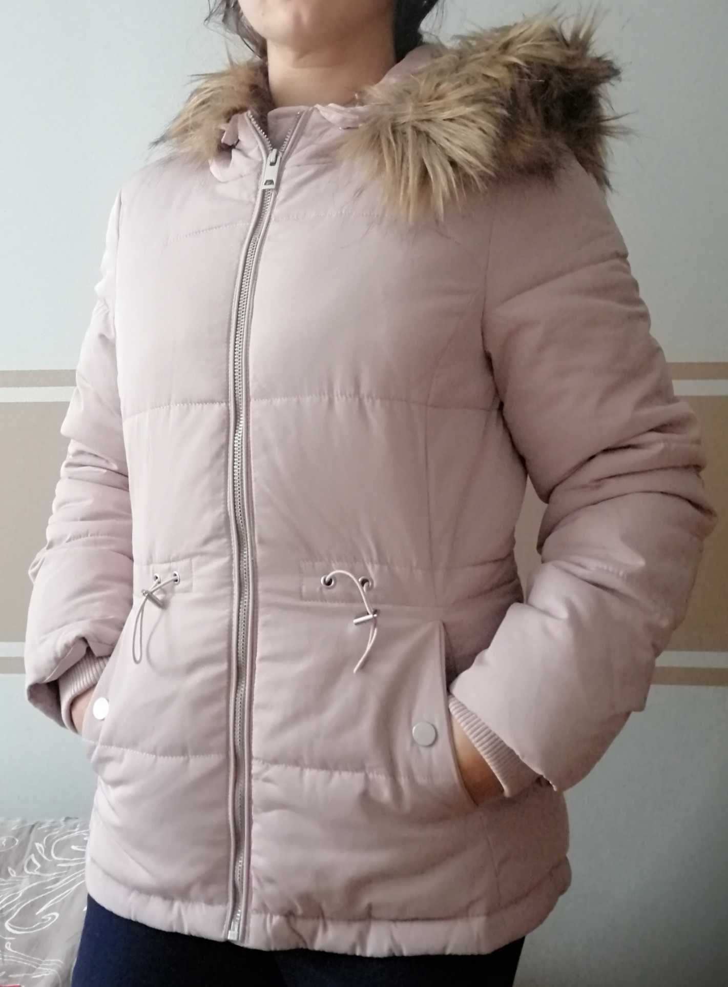 NOWA Kurtka H&M 34 XS 36 S pudrowy róż damska zimowa
