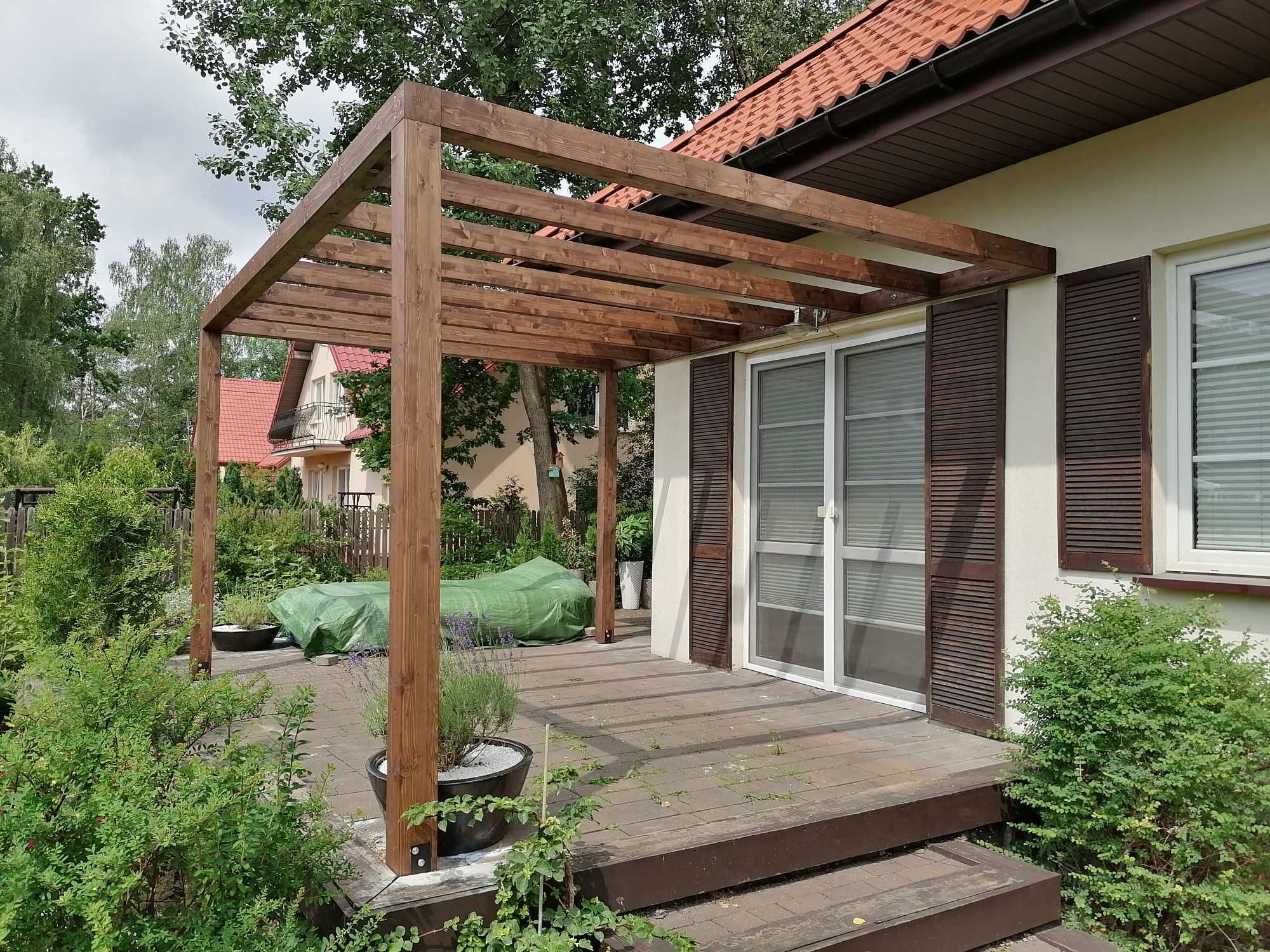 Pergola na wymiar, drewniana, drewno klejone, na taras i balkon szybko