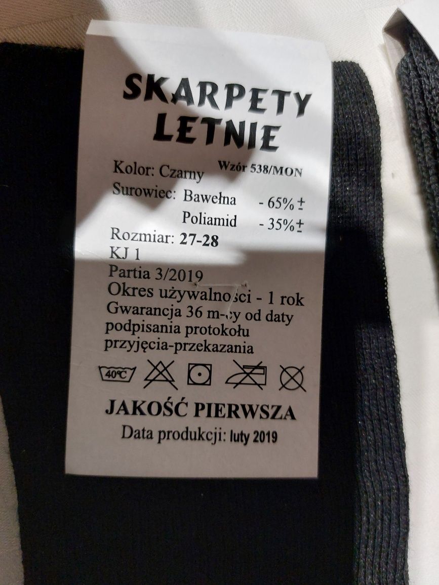 Skarpety wojskowe czarne Nowe 44-46