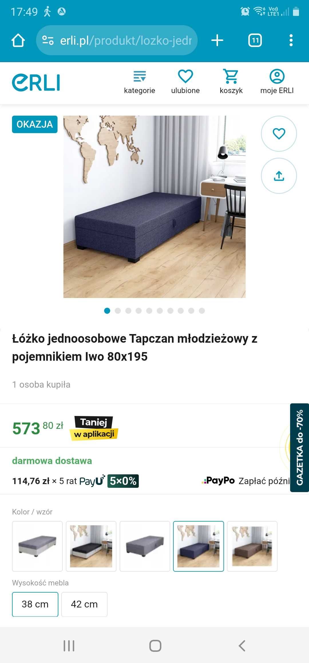 łóżko tapczan  dla dziecka ze schowkiem pojemnikiem okazja!