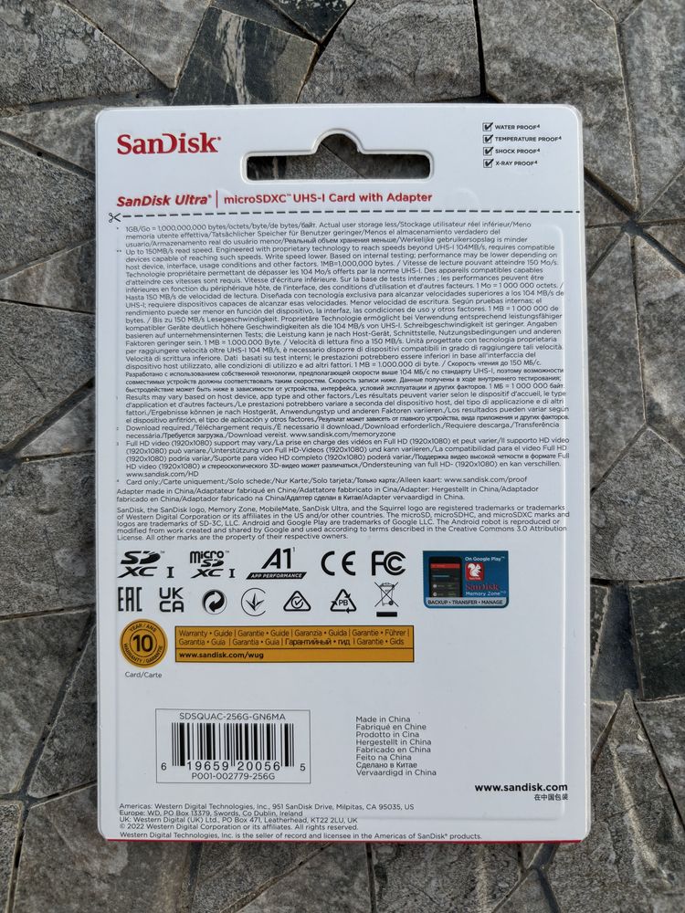 Cartão de memória micro SDXC SanDisk Ultra 256 GB