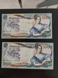 Notas de 1000$00 escudos 1967 e 1990