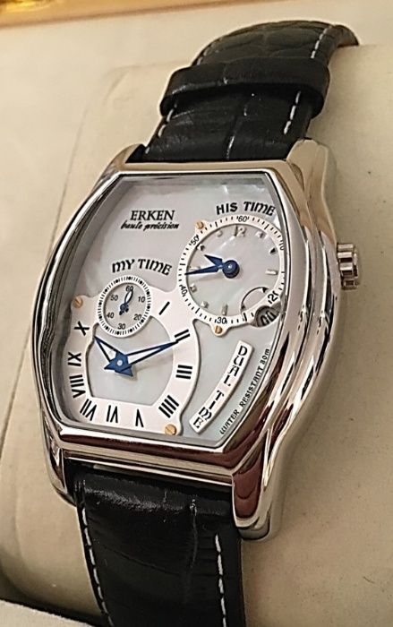 Erken relógio multifunções em aço polido