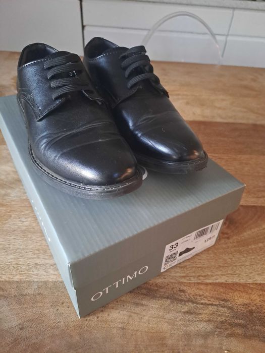 Buty eleganckie mokasyny komunijne skórzane do garnituru rozmiar 33