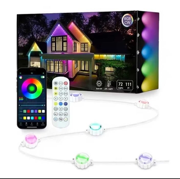 Inteligentne lampki oświetlenie RGB 15m