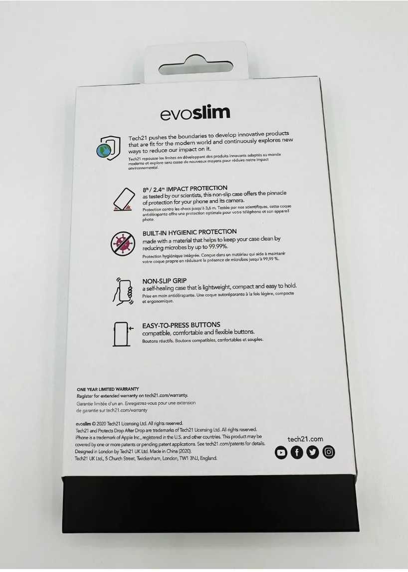 Оригинальный фирменный чехол tech21 EvoSlim iPhone 12 Mini 12 Pro Max