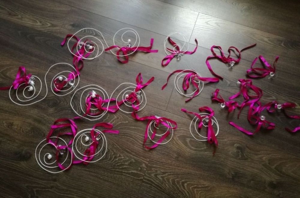 Dekoracje na przyssawkach kryształy perły ozdoby w kolorze fuksji